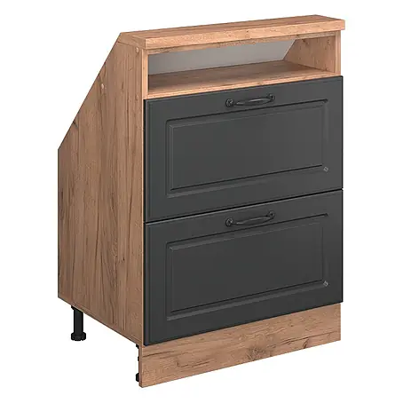 Vicco  Küchenleerblock R-Line Anthrazit Landhaus mit 2 Schubladen