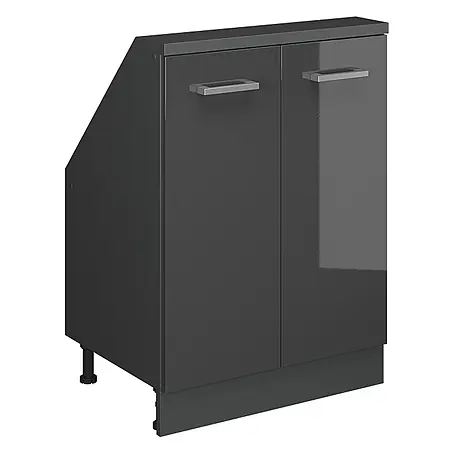 Vicco  Küchenleerblock R-Line Anthrazit Hochglanz mit 2 Türen