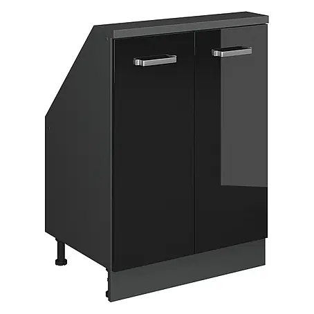 Vicco  Küchenleerblock R-Line Schwarz Hochglanz mit 2 Türen