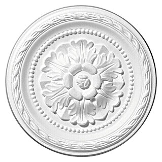 Decosa Rozeta (Promjer: 30 cm, Polistirol tvrda pjena, Bijele boje)