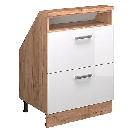 Vicco  Küchenleerblock R-Line Weiß Hochglanz mit 2 Schubladen
