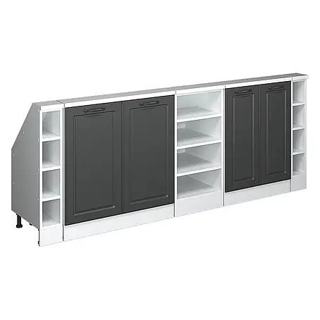 Vicco  Schrankküche R-Line Anthrazit Landhaus 5er Set
