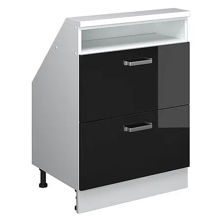 Vicco  Küchenleerblock R-Line Schwarz Hochglanz mit 2 Schubladen