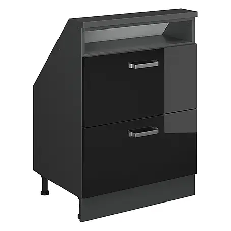 Vicco  Küchenleerblock R-Line Schwarz Hochglanz mit 2 Schubladen