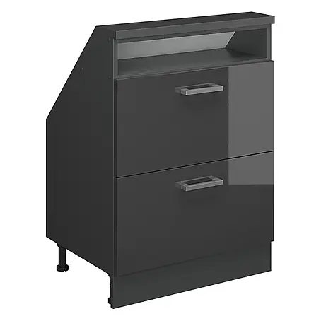 Vicco  Küchenleerblock R-Line Anthrazit Hochglanz mit 2 Schubladen