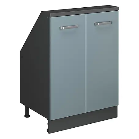 Vicco  Schrankküche R-Line Blau-Grau mit 2 Türen