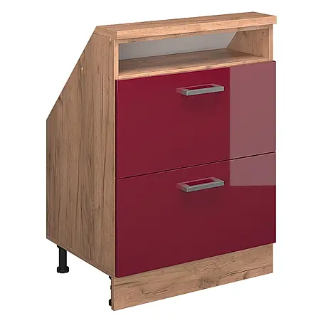 Vicco  Küchenleerblock R-Line Rot Hochglanz mit 2 Schubladen