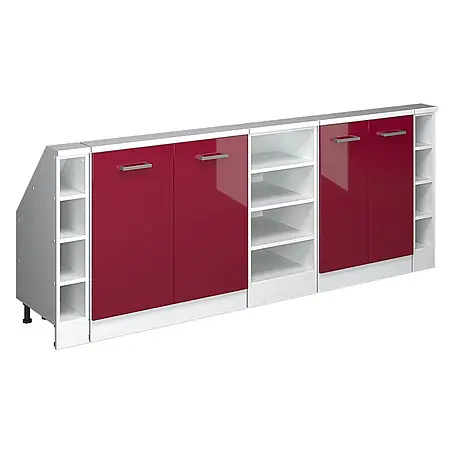Küchenschrank für Dachschrägen R-Line 210 cm Rot Hochglanz Art.-Nr. 58202