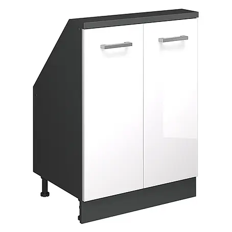 Vicco  Schrankküche R-Line Weiß Hochglanz mit 2 Türen