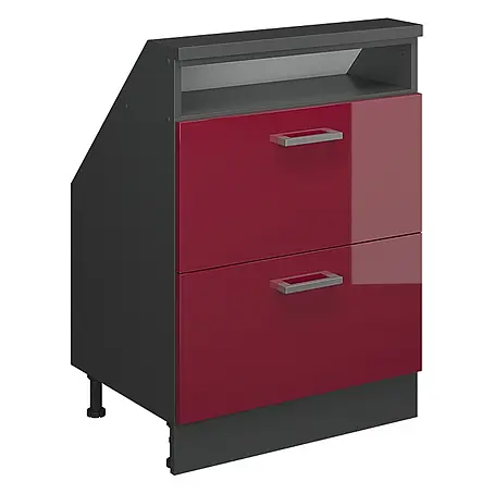 Vicco  Küchenleerblock R-Line Rot Hochglanz mit 2 Schubladen