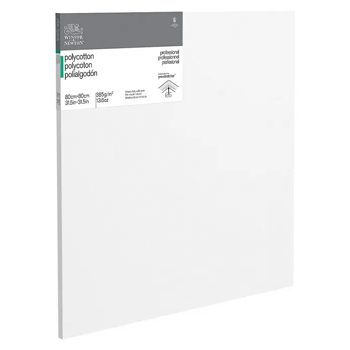 Winsor & Newton Keilrahmen Professionell - 80 x 80 x 2,1 cm, Baumwoll-Mischgewebe, 3-fach grundiert, Grammatur: 385 g/m², Mittelfein - Winsor & Newton Keilrahmen: Professionelle Polycotton-Leinwand, ideal für Künstler.