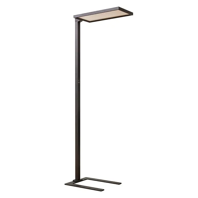Arcchio Stehleuchte Nelus - Höhe: 197 cm, schwarz, schwarz - Moderne dunkelbraune Stehleuchte mit rechteckigem LED-Kopf und U-förmigem Fuß, Bedienelement am schlanken Ständer.