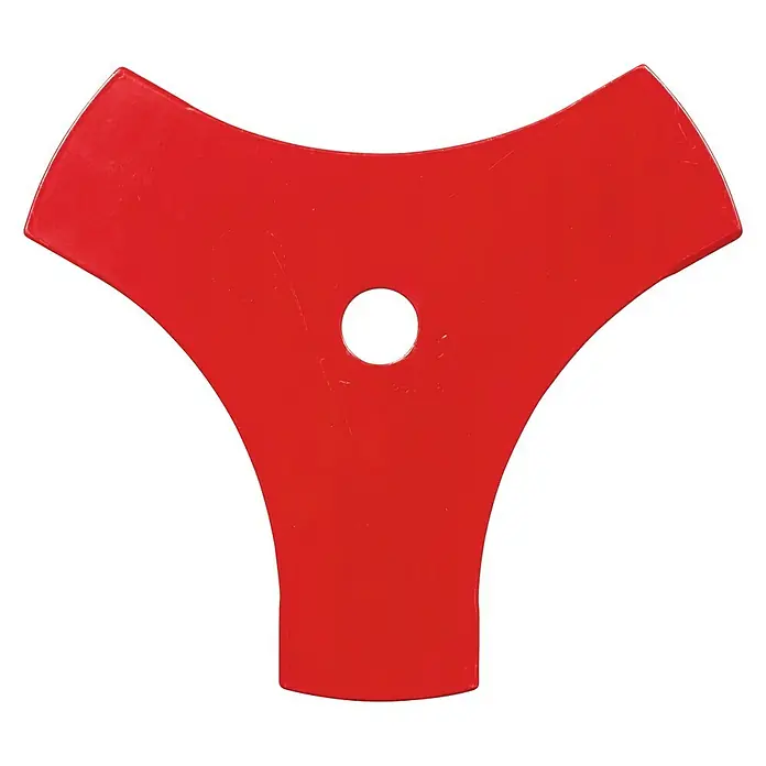 Oregon 3-Zahn-Grasschneideblatt - 25,5 cm x 1,8 mm - Rotes dreiflügeliges Unkrautmesser, ein Werkzeug zum Entfernen von Unkraut mit einer zentralen Befestigungsbohrung.