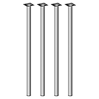 Element System Möbelfuß-Set Burgund (Ø x H: 3 x 70 cm, Traglast: 50 kg, Stahl, 4 Stk., Weiß/Aluminium)