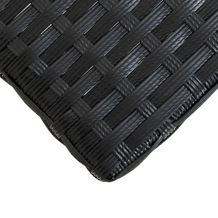 Furnicato Gartenbank PE-Rattan - B x T x H: 120 x 40 x 40 cm, Schwarz - Detail aus schwarzem, geflochtenem Material, wie z.B. Polyrattan oder Korbgeflecht.