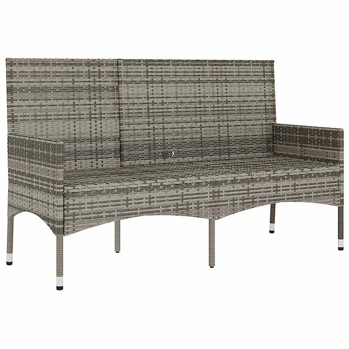 Furnicato Gartenbank PE-Rattan - B x T x H: 140 x 51 x 85 cm, Grau - Graue Polyrattan Gartenbank mit Rückenlehne und Armlehnen.