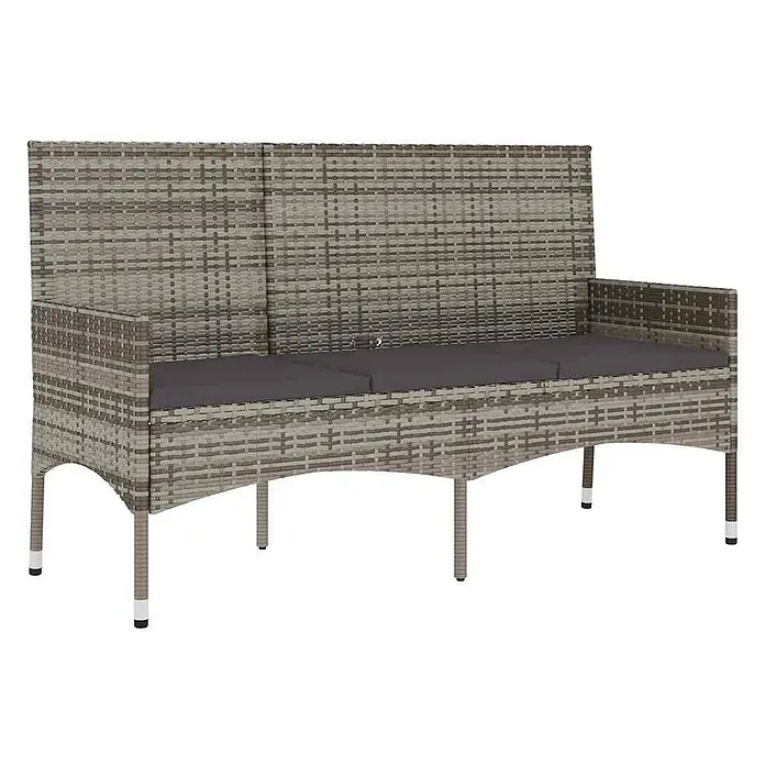 Furnicato Gartenbank PE-Rattan - B x T x H: 140 x 51 x 85 cm, Grau - Graue Polyrattan Gartenbank mit dunkelgrauen Kissen.