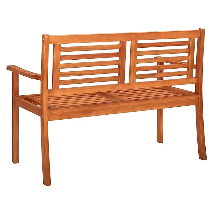 Furnicato Gartenbank Eukalyptusholz geölt - B x T x H: 120 x 60 x 89 cm, Knallgrün - Braune Holzgartenbank mit Lattenrostsitz und Rückenlehne.