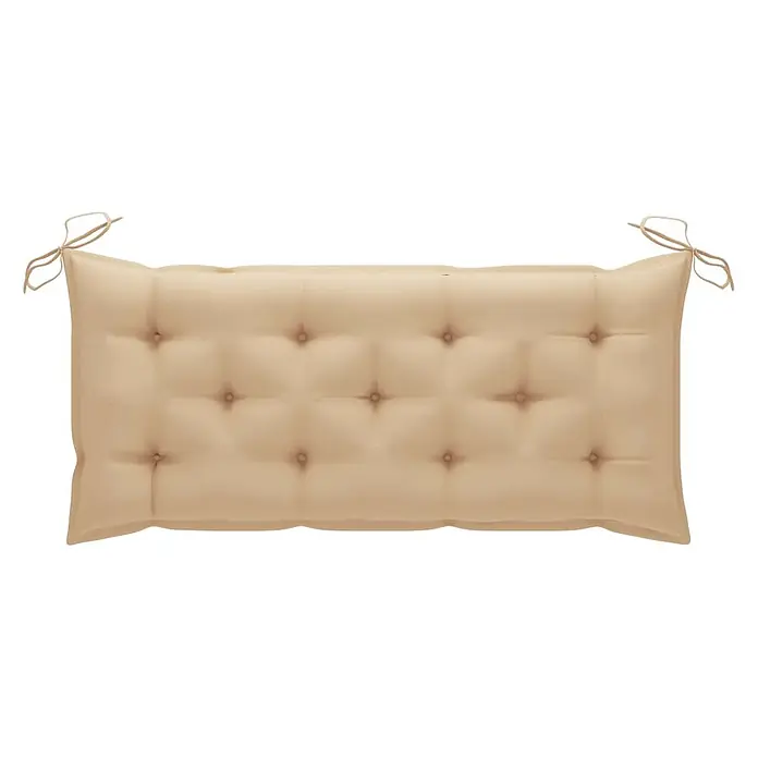 Furnicato Gartenbank - Beige - Rechteckiges, hellbeiges Bankkissen mit Tufting und Eckbindebändern.