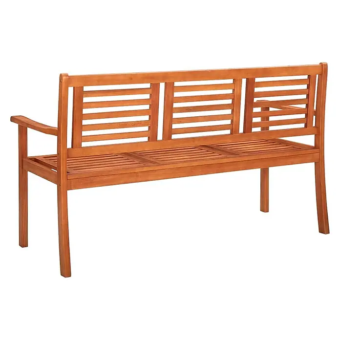 Furnicato Gartenbank Eukalyptusholz geölt - B x T x H: 150 x 60 x 89 cm, Anthrazit - Rötlich-braune Gartenbank aus Holz mit Lamellenrückenlehne, Sitzfläche und Armlehnen.