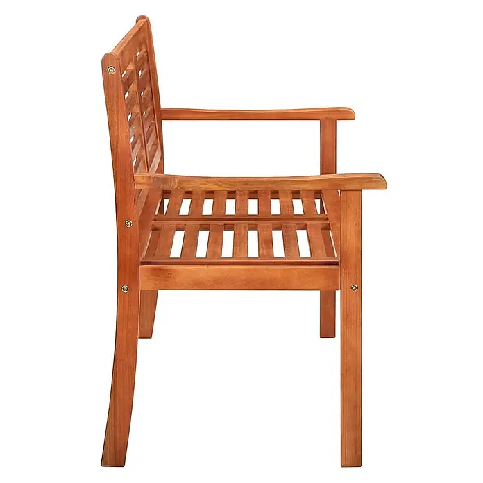 Furnicato Gartenbank Eukalyptusholz geölt - B x T x H: 120 x 60 x 89 cm, Knallgrün - Lattenbank aus Holz mit Armlehnen, Seitenansicht.