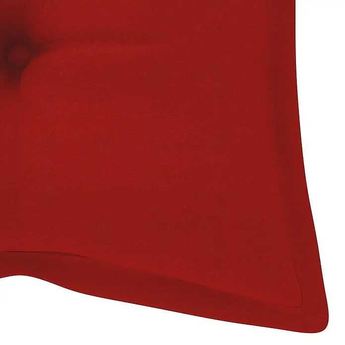 Furnicato Gartenbank Bambus - B x T x H: 55 x 120 x 90 cm, Rot - Roter Polsterstoff oder Kissen mit feiner Webstruktur und Knopfheftung in der Ecke.
