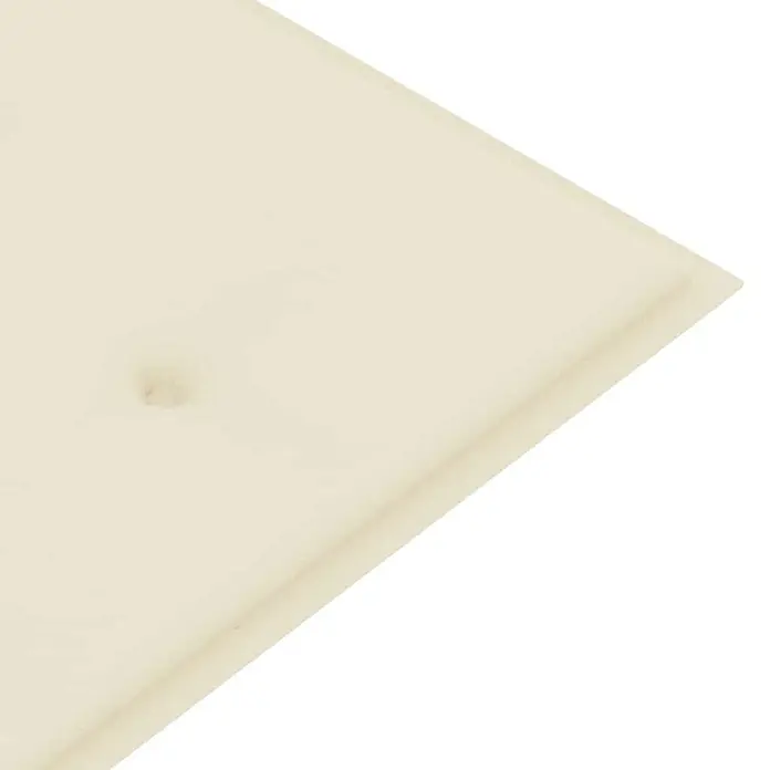 Furnicato Gartenbank Eukalyptusholz geölt - B x T x H: 150 x 60 x 89 cm, Creme - Cremefarbenes getuftetes Kissen.