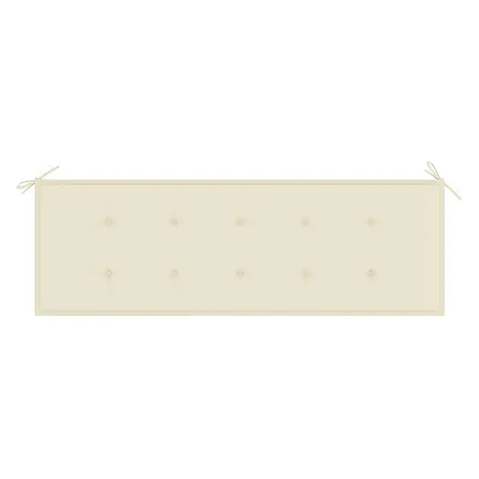 Furnicato Gartenbank Eukalyptusholz geölt - B x T x H: 150 x 60 x 89 cm, Creme - Rechteckiges cremefarbenes, getuftetes Bankkissen mit Bindebändern.