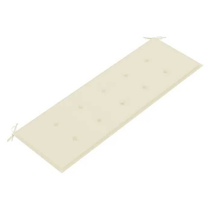Furnicato Gartenbank Eukalyptusholz geölt - B x T x H: 150 x 60 x 89 cm, Creme - Cremefarbenes, getuftetes Bankkissen mit Bindebändern an den Enden.