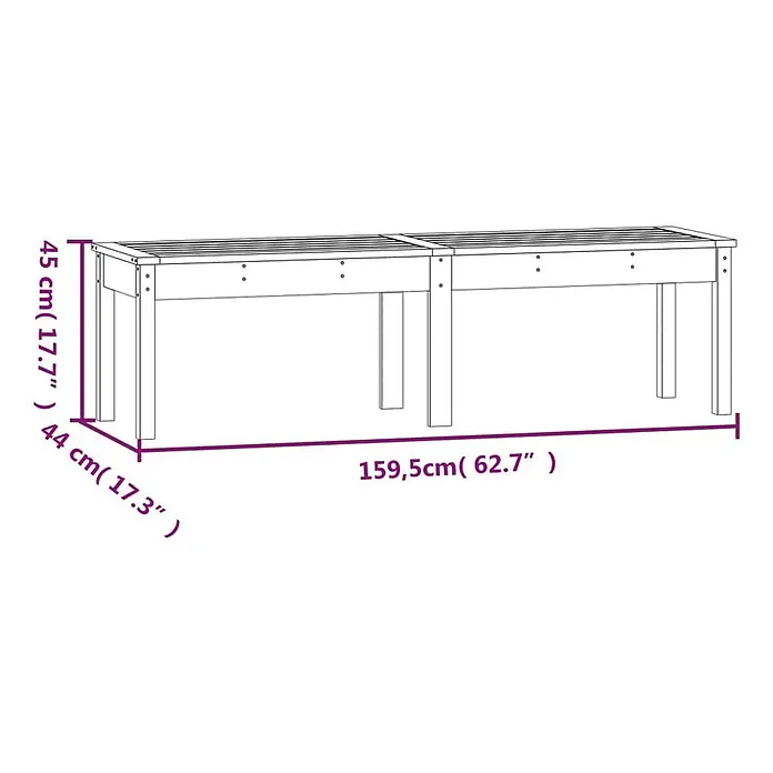 Furnicato Gartenbank - Graue Kiefer - Hölzernes Pflanzgefäß mit Lattenboden, 159,5 cm breit, 45 cm hoch, 44 cm tief.