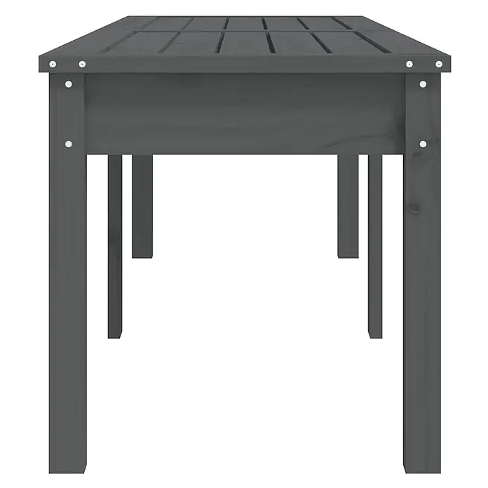 Furnicato Gartenbank - Graue Kiefer - Rechteckiger grauer Gartentisch aus Holz mit Lattenplatte.