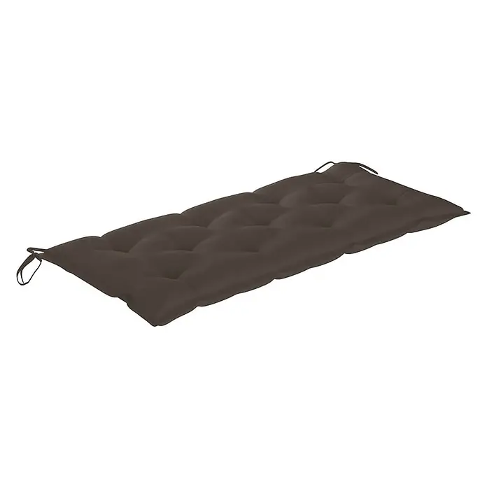 Furnicato Gartenbank Akazienholz geölt - B x T x H: 58 x 120 x 90 cm, Taupe - Dunkelbraunes, gestepptes Bankkissen mit Bindebändern.