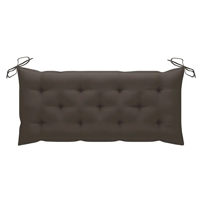 Furnicato Gartenbank Akazienholz geölt - B x T x H: 58 x 120 x 90 cm, Taupe - Rechteckiges, dunkelbraunes Steppkissen mit Bindebändern an den Ecken.