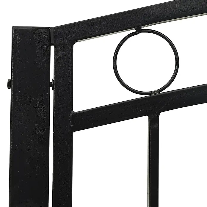 Furnicato Gartenbank pulverbeschichtet - B x T x H: 120 x 51 x 81 cm, Schwarz - Schwarzes Metallrahmensegment mit einem markanten runden Designelement.