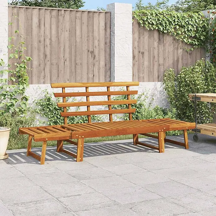 Furnicato Gartenbank Akazien-Massivholz geölt - B x T x H: 190 x 68 x 74 cm, Braun - Braune Holzlamellen-Gartenbank mit ausziehbarer Seite, für den Außenbereich geeignet.