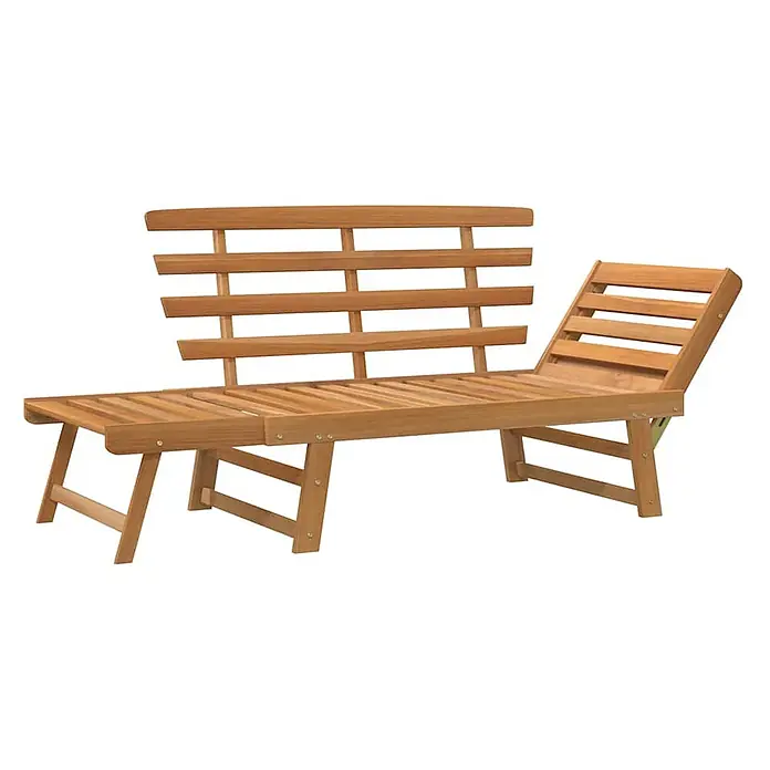 Furnicato Gartenbank Akazien-Massivholz geölt - B x T x H: 190 x 68 x 74 cm, Braun - Klappbare Gartenbank aus Holz, die sich in eine Sonnenliege verwandeln lässt.