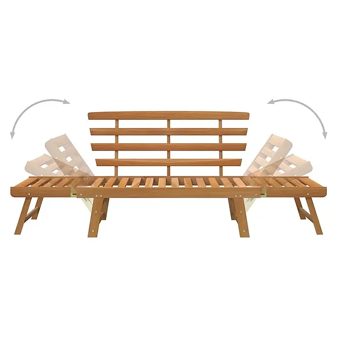 Furnicato Gartenbank Akazien-Massivholz geölt - B x T x H: 190 x 68 x 74 cm, Braun - Gartenbank aus Holz mit verstellbaren Enden, als Rückenlehnen oder Tische nutzbar.
