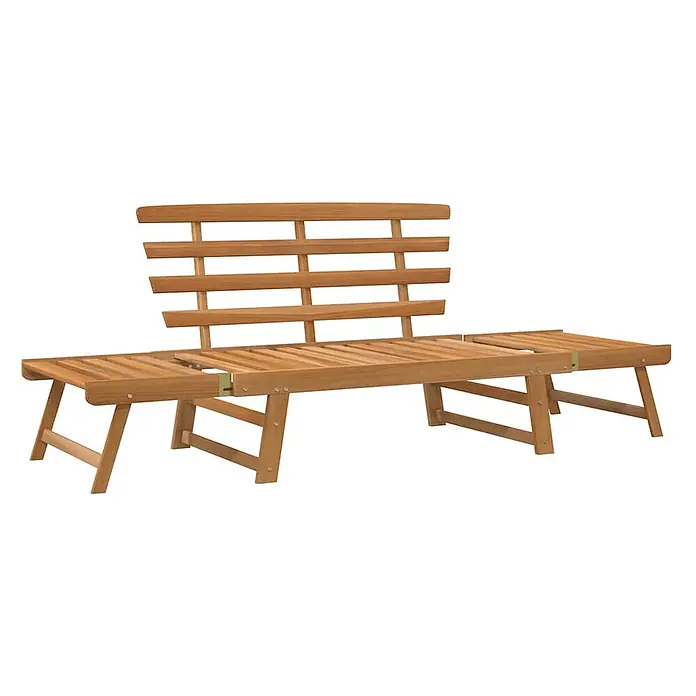 Furnicato Gartenbank Akazien-Massivholz geölt - B x T x H: 190 x 68 x 74 cm, Braun - Hellbraune Holzgartenbank mit integrierten ausziehbaren Seitenablagen/Liegen.