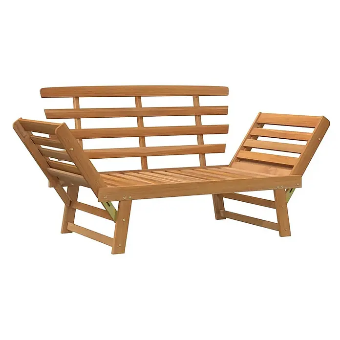 Furnicato Gartenbank Akazien-Massivholz geölt - B x T x H: 190 x 68 x 74 cm, Braun - Verstellbare hellbraune Holzgartenbank, als Sonnenliege nutzbar.