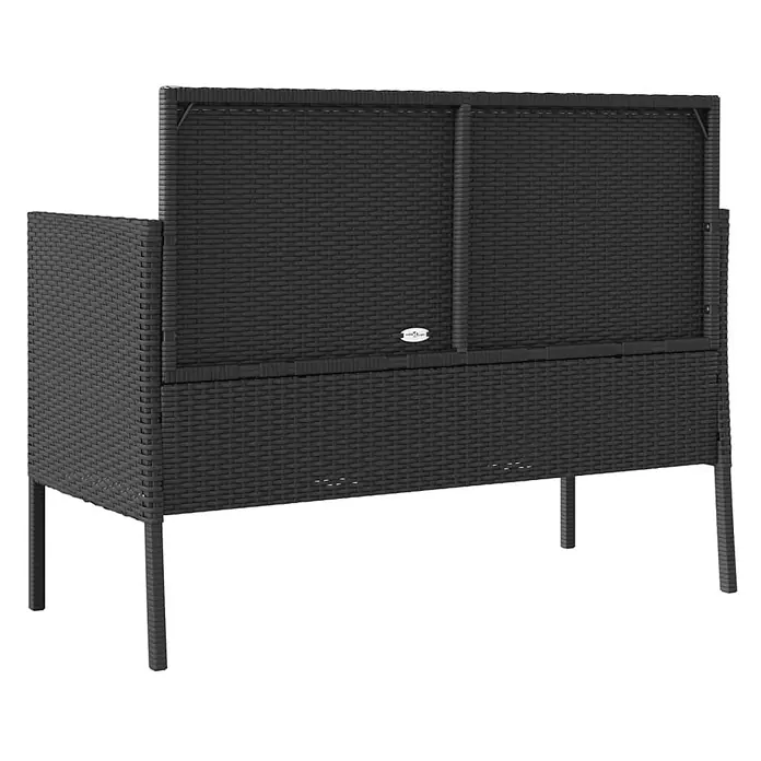 Furnicato Gartenbank - B x T x H: 61 x 61 x 87 cm, Schwarz - Schwarzes Polyrattan Hochbeet mit Beinen und hoher Rückwand.