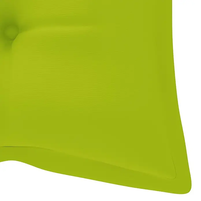 Furnicato Gartenbank Bambus - B x T x H: 38 x 118 x 45 cm, Knallgrün - Limettengrünes Polsterkissen mit einem Knopf und feiner horizontaler Stoffstruktur.
