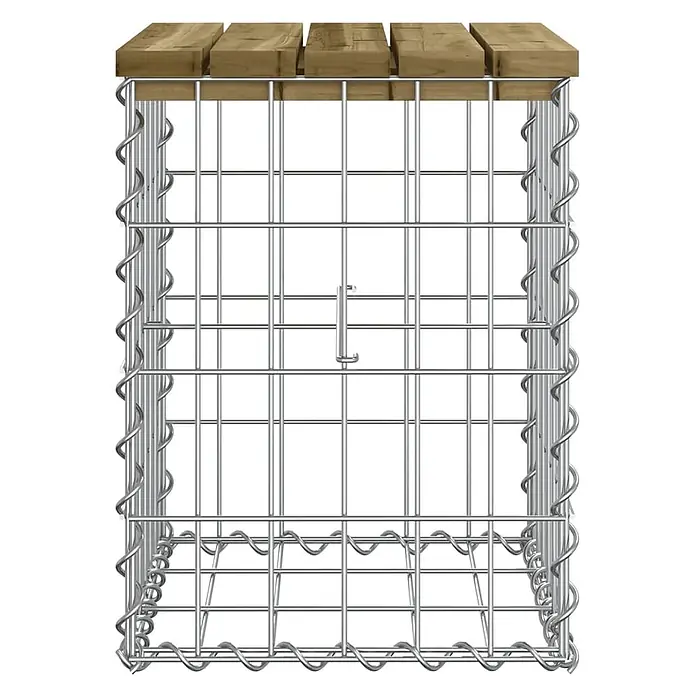Furnicato Gartenbank Kiefernholz imprägniert - B x T x H: 33 x 31 x 42 cm, Imprägniertes Kiefernholz - Metall-Gabionenkorb mit Holzauflage, als Sitzbank nutzbar.