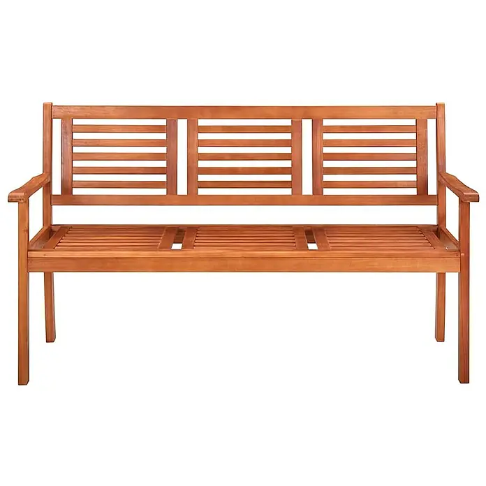 Furnicato Gartenbank Eukalyptusholz geölt - B x T x H: 150 x 60 x 89 cm, Weinrot - Braune Latten-Gartenbank aus Holz mit Armlehnen.