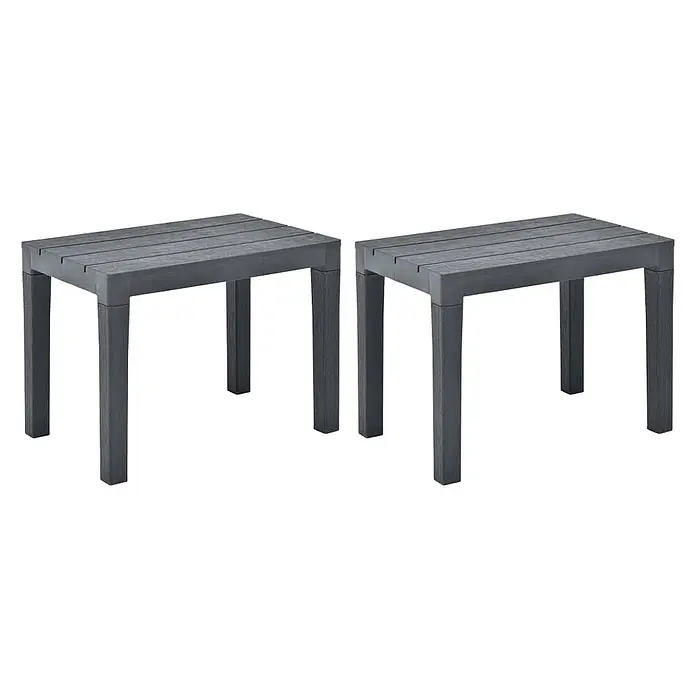 Furnicato Gartenbank Kunststoff Anthrazit - B x T x H: 60 x 38,5 x 45 cm, Anthrazit - Zwei dunkelgraue Lattenbänke.