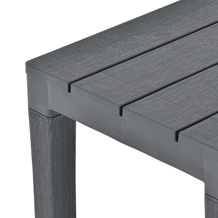 Furnicato Gartenbank Kunststoff Anthrazit - B x T x H: 60 x 38,5 x 45 cm, Anthrazit - Anthrazitfarbener Lamellen-Gartentisch mit Holzmaserung.