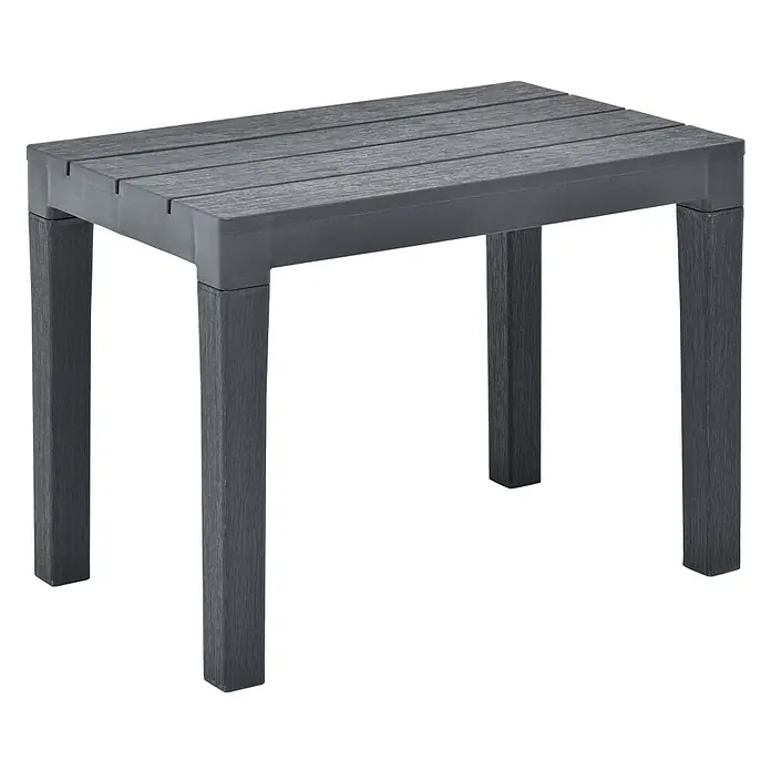Furnicato Gartenbank Kunststoff Anthrazit - B x T x H: 60 x 38,5 x 45 cm, Anthrazit - Dunkelgrauer Outdoor-Tisch mit Lattenrostplatte und texturierten Beinen. Wetterbeständiges Verbundmaterial.