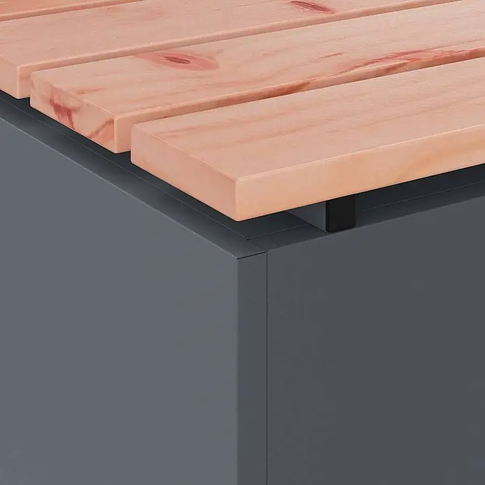 Furnicato Gartenbank Douglasienholz Anthrazit - B x T x H: 40 x 60 x 43 cm, Anthrazit - Helle Holzlattenauflage auf einer dunkelgrauen Modulbasis.