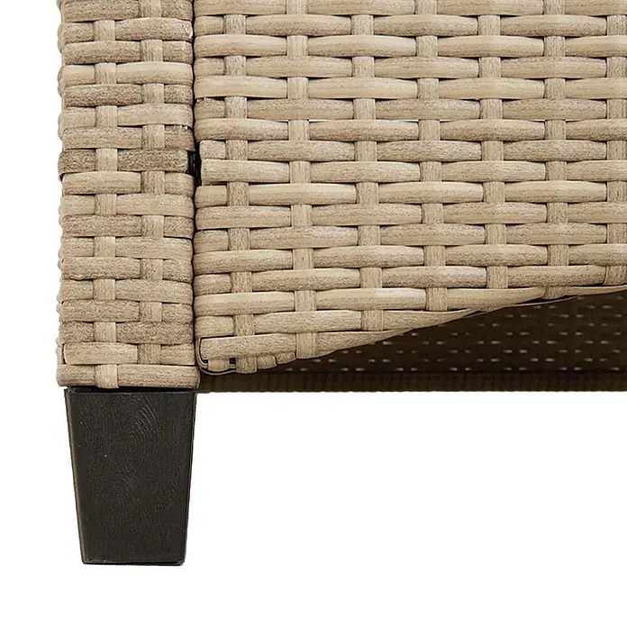 Furnicato Gartenbank pulverbeschichtet - B x T x H: 60 x 105 x 112 cm, Beige und Hellgrau - Hellbraunes Korbmöbel mit dunklem, konischem Bein.