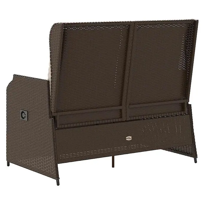 Furnicato Gartenbank - B x T x H: 95 x 95 x 95 cm, Braun - Dunkelbraunes Rattan-Gartensofa mit geflochtener Textur und seitlichem Griff.
