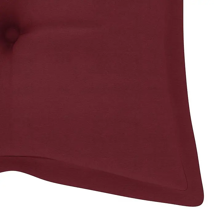 Furnicato Gartenbank Akazienholz geölt - B x T x H: 58 x 120 x 90 cm, Weinrot - Weinrotes Stoffkissen mit einer Knopfheftung und sichtbarer Textur.